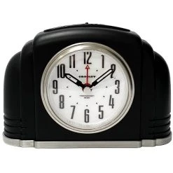 Art Deco Analog Clock with Quiet Sweep Alarm/Snooze - Crosley