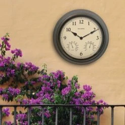 AcuRite 15" Outdoor/Indoor Wall Clock with Thermometer and Humidity - Weathered Bronze Finish