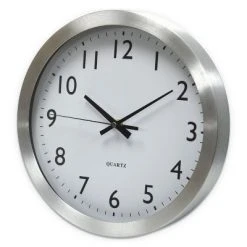 Universal Office Universal Brushed Steel Finish Wall Clock 12" Silver 1 AA Battery 10425