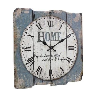 unnamed-file-1169.jpg 15.7" x 15.7" Decorative Farmhouse Wooden Wall Clock Blue/White - Stonebriar Collection -Glas24 Shop unnamed file 1169