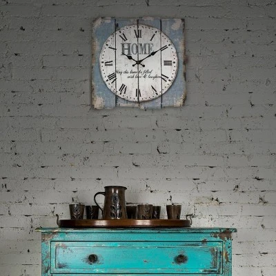 unnamed-file-1172.jpg 15.7" x 15.7" Decorative Farmhouse Wooden Wall Clock Blue/White - Stonebriar Collection -Glas24 Shop unnamed file 1172
