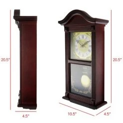 Bedford Clocks Bedford Clock Collection 22 Inch Wall Clock in Mahogany Cherry Oak Wood with Brass Pendulum and 4 Chimes