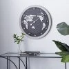 Olivia & May 25" x 25" Large Round Map Metal Wall Clock with Wood Frame Black/Silver - Olivia & May -Glas24 Shop unnamed file 1349