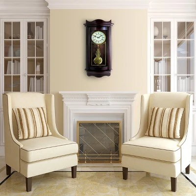 unnamed-file-1390.jpg Bedford Clocks Bedford Clock Collection 25 Inch Chiming Pendulum Wall Clock in Weathered Chocolate Cherry Finish -Glas24 Shop unnamed file 1390