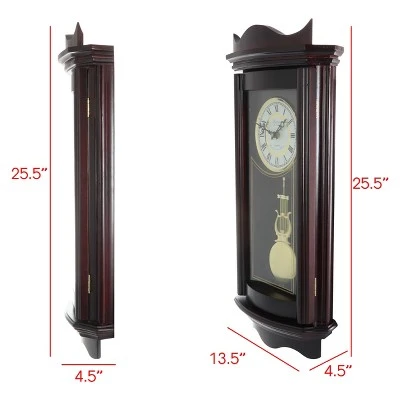 unnamed-file-1391.jpg Bedford Clocks Bedford Clock Collection 25 Inch Chiming Pendulum Wall Clock in Weathered Chocolate Cherry Finish -Glas24 Shop unnamed file 1391