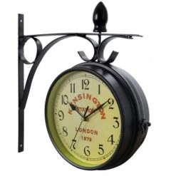 Bedford Clocks Bedford Clock Collection Double Sided Wall Clock Vintage Antique-Look Mount Station Clock