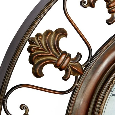 unnamed-file-1437.jpg Olivia & May 38" x 38" Traditional Large Round Metal Fleur De Lis Wall Clock with Roman Numerals Brown - Olivia & May -Glas24 Shop unnamed file 1437