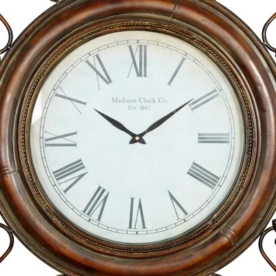 unnamed-file-1439.jpg Olivia & May 38" x 38" Traditional Large Round Metal Fleur De Lis Wall Clock with Roman Numerals Brown - Olivia & May -Glas24 Shop unnamed file 1439
