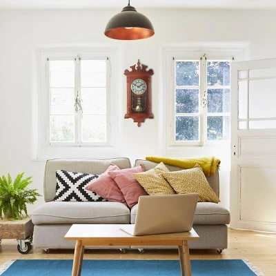 Bedford Clocks Bedford Collection 25 Inch Wall Clock with Pendulum and Chime in Dark Redwood Oak Finish 5 Bedford Clocks Bedford Collection 25 Inch Wall Clock with Pendulum and Chime in Dark Redwood Oak Finish - Image 3