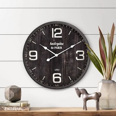 unnamed-file-1586.jpg River Parks Studio Antiquite de Paris 23 1/2" Brown Round Metal Wall Clock -Glas24 Shop unnamed file 1586
