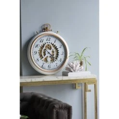 A&B Home 11" Roman Numeral Round Wall Clock White Gold - A&B Home