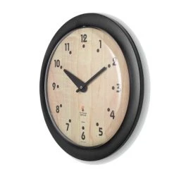 The Chicago Lighthouse 14" x 1.8" Birchwood Bauhaus Traditional Decorative Wall Clock Black Frame - By Chicago Lighthouse