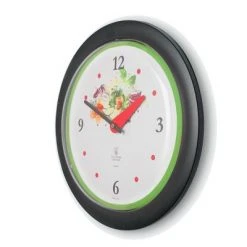 The Chicago Lighthouse 14" x 1.8" Vegetable Garden Green Accent Decorative Wall Clock Black Frame - By Chicago Lighthouse