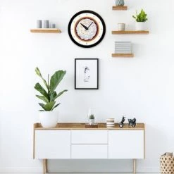 14.5" Artist Series Jackie Olenick Shema Mandala Black Decorative Clock - The Chicago Lighthouse