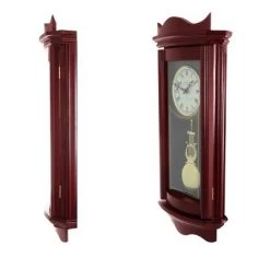 Bedford Clocks Bedford Clock Collection Weathered Chocolate Cherry Wood 25 Inch Wall Clock with Pendulum
