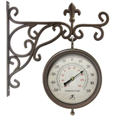 unnamed-file-221.jpg Infinity Instruments 20079AB-4430 Beauregard Decorative Outdoor Hanging Wall Clock and Thermometer Combo with Hanging Bracket, Antique/Vintage Copper -Glas24 Shop unnamed file 221