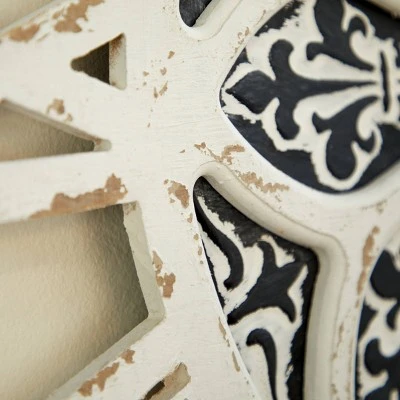 unnamed-file-306.jpg Olivia & May 28"x 28" Large Round Distressed Wood Wall Clock with Patterned Center Detail Black/White - Olivia & May -Glas24 Shop unnamed file 306