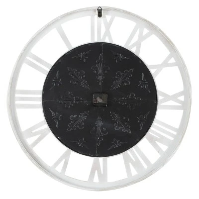 unnamed-file-308.jpg Olivia & May 28"x 28" Large Round Distressed Wood Wall Clock with Patterned Center Detail Black/White - Olivia & May -Glas24 Shop unnamed file 308