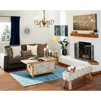 unnamed-file-309.jpg Olivia & May 28"x 28" Large Round Distressed Wood Wall Clock with Patterned Center Detail Black/White - Olivia & May -Glas24 Shop unnamed file 309