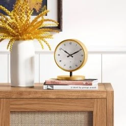 5" Mantel Table Clock Stand Brass - Threshold™