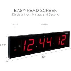 Ivation Huge Large Big Oversized Digital LED Clock - Shelf or Wall Mount | 6-Level Brightness, Mounting Holes & Hardware