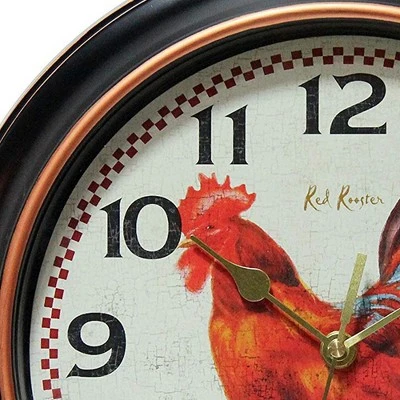 unnamed-file-3408.jpg Infinity Instruments 12-Inch Round Red Rooster Quiet Smooth Sweep No Tick Vintage Home Wall Mounted Time-Telling Clock -Glas24 Shop unnamed file 3408