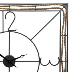 Gray Metal & Jute Wall Clock - Foreside Home & Garden