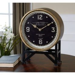 Shyam Table Clocks Black/Brass - Uttermost