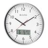Bulova Clocks C4810 Indoor 14 Inch Manager Modern Digital Decorative Glass Hanging Wall Clock, Silver -Glas24 Shop unnamed file 365