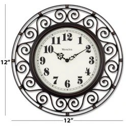12" Wrought Iron Style Round Wall Clock Black/Bronze-Westclox