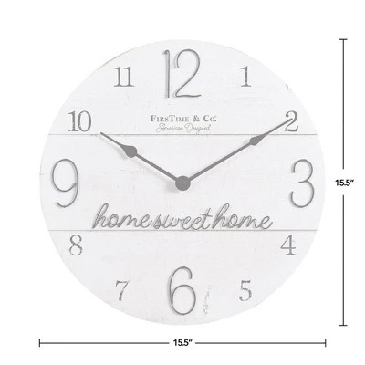 unnamed-file-860.jpg 15.5" "Home Sweet Home" Wall Clock Whitewashed Wood - FirsTime -Glas24 Shop unnamed file 860