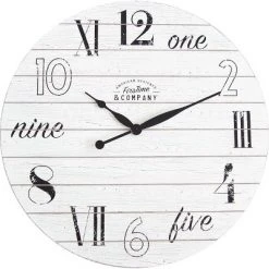 27" Shiplap Chic Farmhouse Wall Clock Aged White - FirsTime & Co.