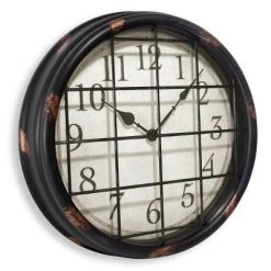 14" Vintage Cage Wall Clock with Distressed Arabic Dial - Westclox